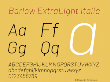 Barlow ExtraLight Italic Version 1.408图片样张