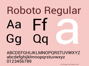 Roboto Regular Version 1.00000; 2011; Build 20120203 Font Sample