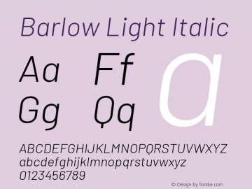 Barlow Light Italic Version 1.408图片样张