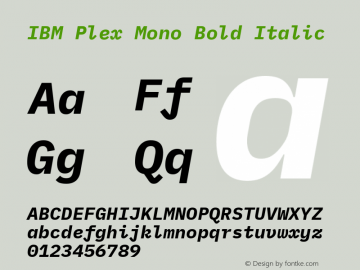IBM Plex Mono Bold Italic Version 2.000 Font Sample