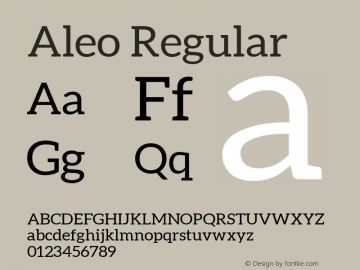 Aleo Regular Version 1.302 Font Sample