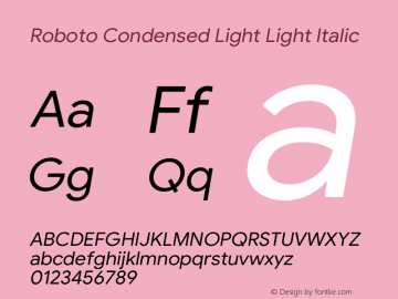 Roboto Condensed Light Italic Version 1.008 | CWR FONToMASS Premium compilation图片样张