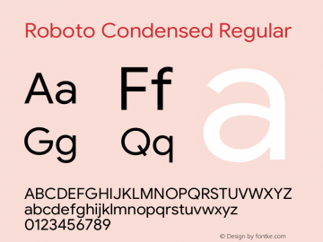 Roboto Condensed Regular Version 1.008 | CWR FONToMASS Premium compilation Font Sample