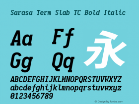 Sarasa Term Slab TC Bold Italic  Font Sample