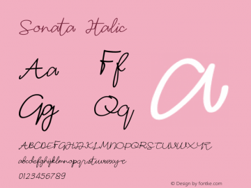 Sonata Italic Version 1.001;May 7, 2019;FontCreator 11.5.0.2422 32-bit图片样张