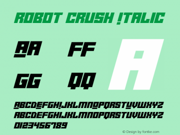 Robot Crush Italic Version 1.10;July 11, 2019;FontCreator 12.0.0.2539 64-bit Font Sample