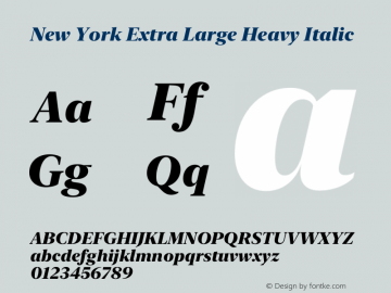 New York Extra Large Heavy Italic Version 15.0d4e2 Font Sample