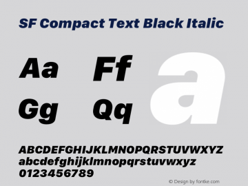 SF Compact Text Black Italic Version 15.0d6e5 Font Sample