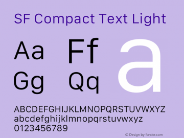 SF Compact Text Light Version 15.0d6e5 Font Sample
