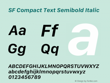SF Compact Text Semibold Italic Version 15.0d6e5 Font Sample