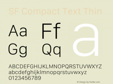 SF Compact Text Thin Version 15.0d6e5 Font Sample
