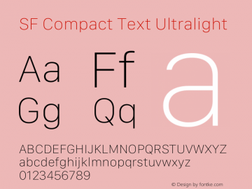 SF Compact Text Ultralight Version 15.0d6e5 Font Sample