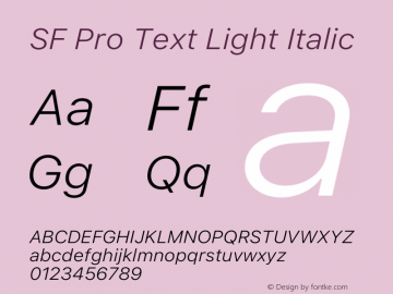 SF Pro Text Light Italic Version 15.0d5e5图片样张