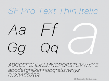 SF Pro Text Thin Italic Version 15.0d5e5图片样张