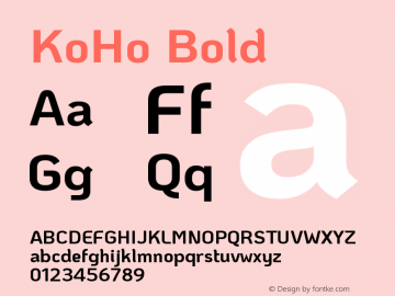 KoHo Bold Version 1.000; ttfautohint (v1.6) Font Sample