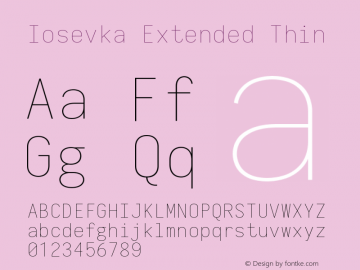 Iosevka Extended Thin 2.3.0 Font Sample