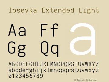 Iosevka Extended Light 2.3.0 Font Sample