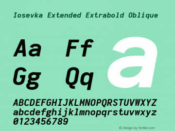 Iosevka Extended Extrabold Oblique 2.3.0 Font Sample