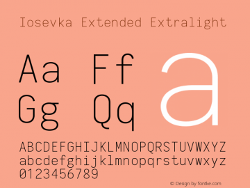 Iosevka Extended Extralight 2.3.0 Font Sample