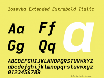 Iosevka Extended Extrabold Italic 2.3.0 Font Sample