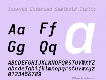 Iosevka Extended Semibold Italic 2.3.0 Font Sample