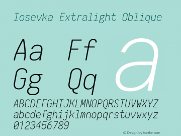 Iosevka Extralight Oblique 2.3.0 Font Sample