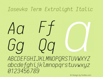 Iosevka Term Extralight Italic 2.3.0图片样张
