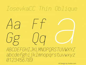 IosevkaCC Thin Oblique 2.3.0 Font Sample