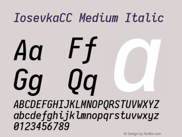 IosevkaCC Medium Italic 2.3.0 Font Sample