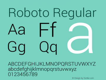 Roboto Regular Version 1.100005; Build 20121023 Font Sample