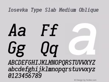 Iosevka Type Slab Medium Oblique 2.3.0 Font Sample