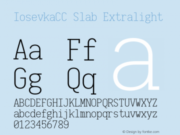 IosevkaCC Slab Extralight 2.3.0 Font Sample