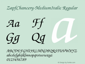 ZapfChancery-MediumItalic Regular Unknown Font Sample