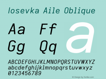 Iosevka Aile Oblique 2.3.0 Font Sample