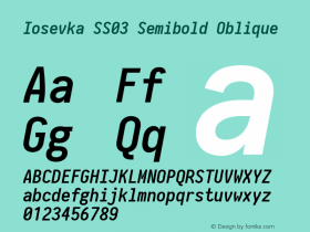 Iosevka SS03 Semibold Oblique 2.3.0 Font Sample