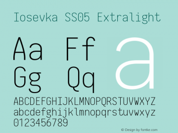 Iosevka SS05 Extralight 2.3.0 Font Sample