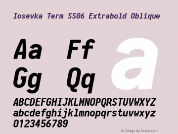 Iosevka Term SS06 Extrabold Oblique 2.3.0 Font Sample