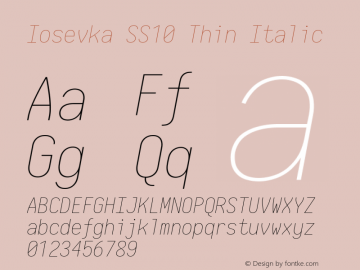 Iosevka SS10 Thin Italic 2.3.0 Font Sample