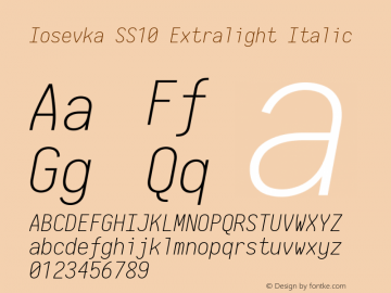 Iosevka SS10 Extralight Italic 2.3.0 Font Sample