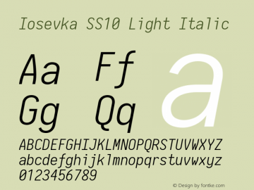 Iosevka SS10 Light Italic 2.3.0 Font Sample