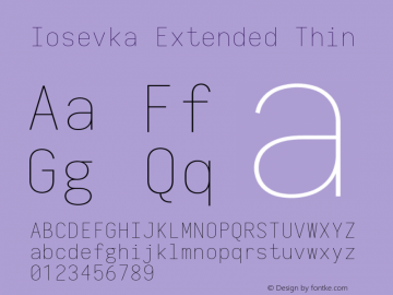 Iosevka Extended Thin 2.3.0; ttfautohint (v1.8.3) Font Sample