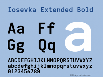 Iosevka Extended Bold 2.3.0; ttfautohint (v1.8.3) Font Sample