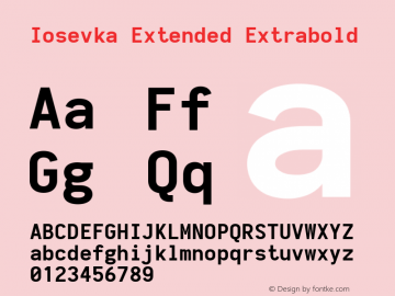 Iosevka Extended Extrabold 2.3.0; ttfautohint (v1.8.3) Font Sample