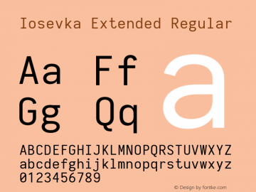 Iosevka Extended 2.3.0; ttfautohint (v1.8.3) Font Sample