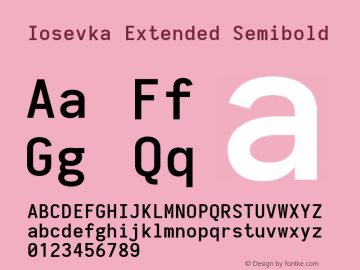 Iosevka Extended Semibold 2.3.0; ttfautohint (v1.8.3) Font Sample
