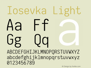 Iosevka Light 2.3.0; ttfautohint (v1.8.3) Font Sample