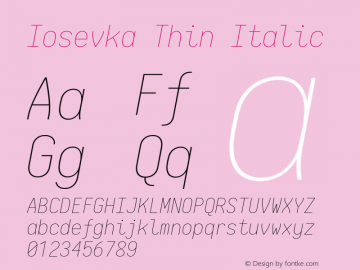 Iosevka Thin Italic 2.3.0; ttfautohint (v1.8.3)图片样张