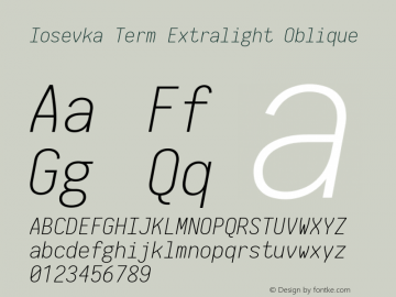 Iosevka Term Extralight Oblique 2.3.0; ttfautohint (v1.8.3)图片样张