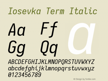 Iosevka Term Italic 2.3.0; ttfautohint (v1.8.3)图片样张