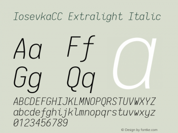 IosevkaCC Extralight Italic 2.3.0; ttfautohint (v1.8.3)图片样张